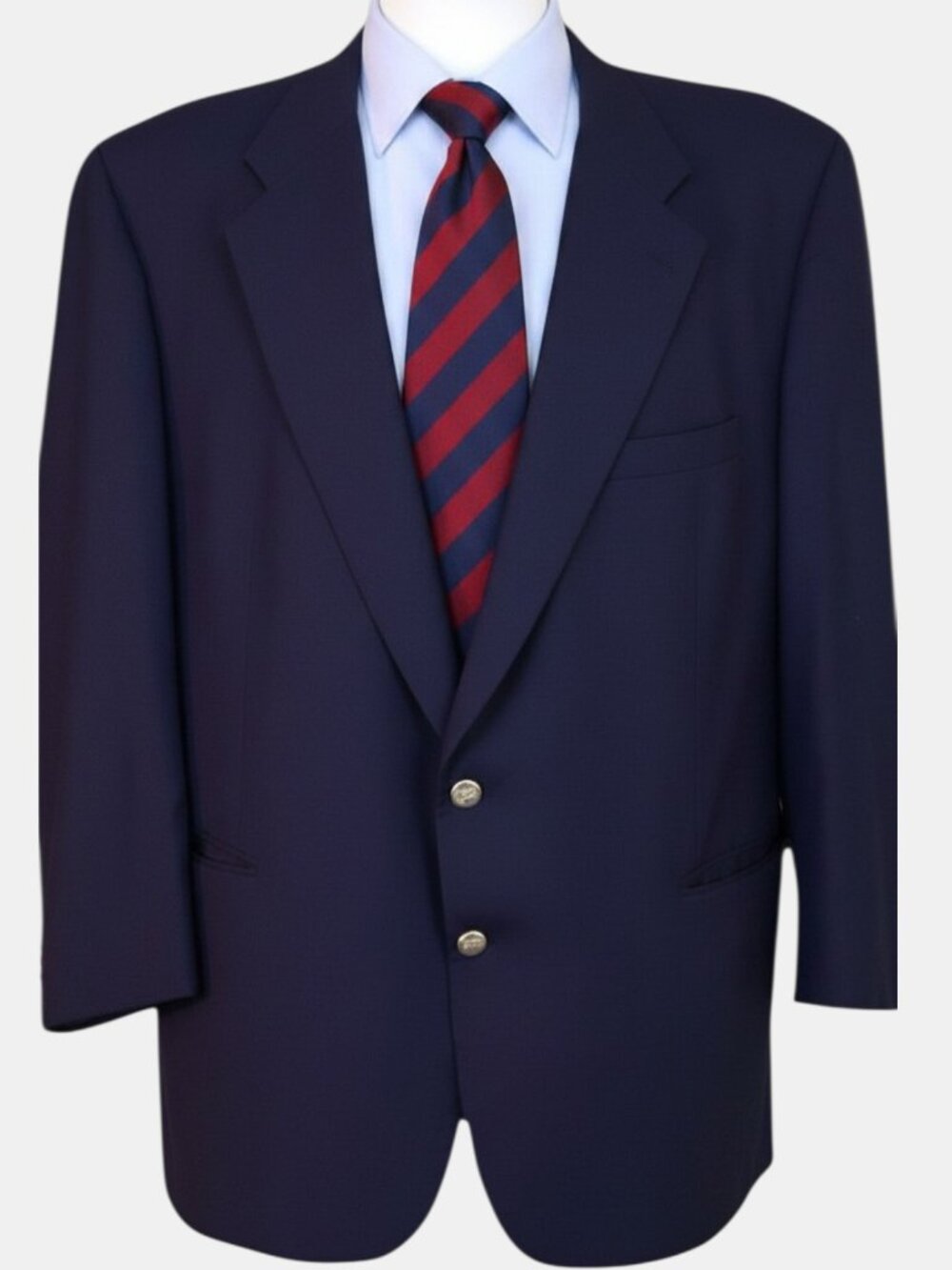 Vintage Burberrys Navy Blazer Super 100s Wool Gold Buttons 48R Made USA